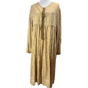 R. Yiposha EUC BOHO long sleeve double tassel midi dress. Tiger animal print. XL